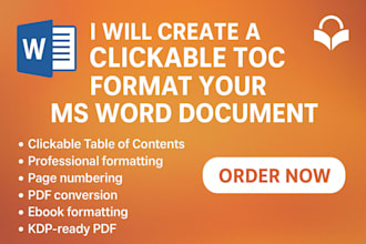 create a clickable toc, format your ms word document, deliver a KDP ready PDF