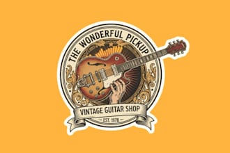 design wonderful vintage guitar shop logo with company
