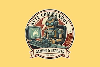 create gaming robot computer mascot logo design with business