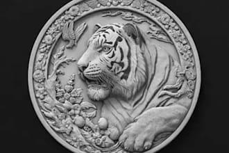 model 3d wlidlife medallion sculpture,bas relief,coin 3d model stl,cnc,3d print