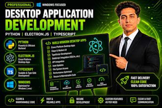 develop desktop apps using python or electron js and typescript