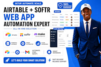 setup airtable database, softr webapp, make com automation, airtable expert