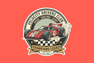 draw custom high quality racing car logo with t shirt design