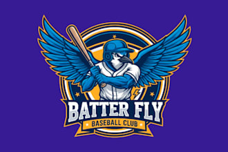 design awesome style batter fly bird flying mascot logo