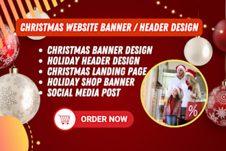 design a professional christmas website banner or holiday header your website