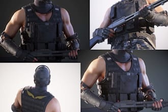 create custom 3d low poly game character for 3d games and rendering