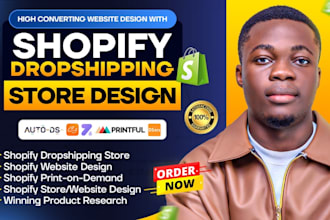 bulld shopify dropshipping websitre, setup shopify store and shopify marketing