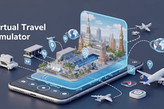 develop a virtual airport and travel simulator app in 3d