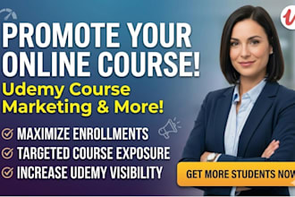 do online course promotion, udemy course marketing, udemy online course ads