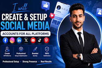 create and setup social media accounts for all platforms