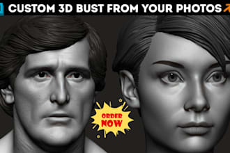 sculpt realistic 3d head bust face likeness from your photos to 3d printable stl