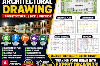 do blueprint site plans, mep house plans, autocad electrical and lighting design
