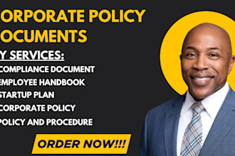 write and design corporate policy and compliance document set employee handbooks