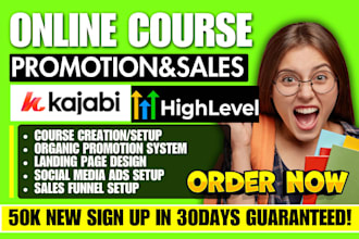 do kajabi online course promotion kajabi teachable course marketing sales funnel