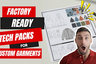 design fashion tech packs for streetwear, sportswear , swimwear custom garments