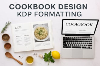 create a professional cookbook recipe book design and KDP formatting