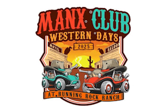 design old west dune buggy gun fight duel logo