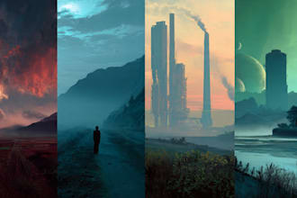 create stunning fantasy and sci fi environment concept art