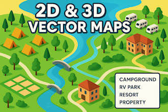 design 2d or 3d vector maps for campground, rv park, resort, or property layout