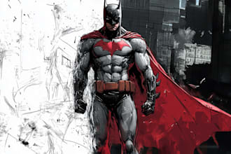 do a superhero comic, comic art, comic cover art