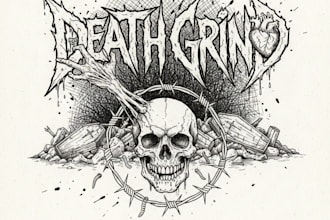 hand draw a corpse style grind logo