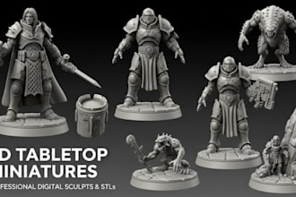 do detailed 3d tabletop miniatures warhammer style 40k figurines, board game