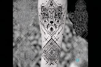 be exclusive tattoo design in blackwork style