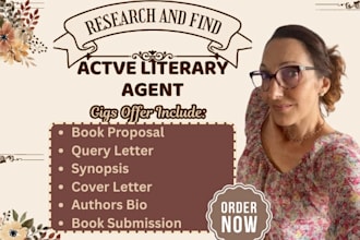 write proposal query letter, synopsis, bio, cover letter and find literary agent