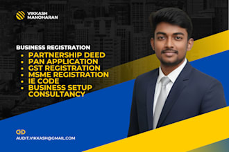draft partnership deed, pan card, gst registration, msme registration, ie code