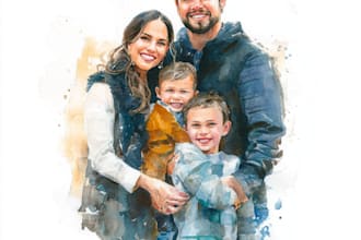 amazing family portrait watercolor portrait