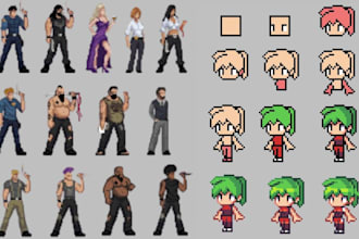 draw pixel character sprite sheet video game art pixel animation