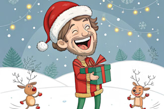 draw unique christmas cartoon caricature