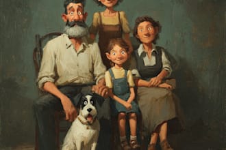 do a realistic family or group portrait from a photo