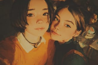 design a friendship portrait and portrait illustration