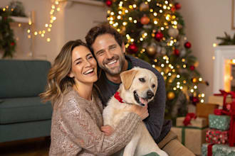 draw christmas couple family or pet portrait