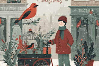 draw christmas illustrations and cards for you