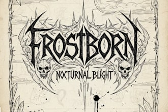 sketch an old school black metal logo