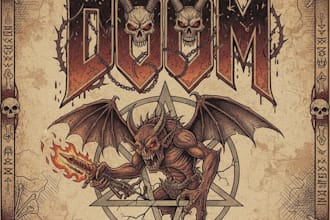 create a unique hand drawn doom logo