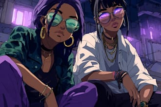 draw cyberpunk, lofi or streetwear anime illustrations