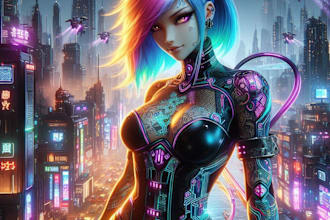 design anime character , cyberpunk character