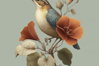 draw an animal and botanical illustration