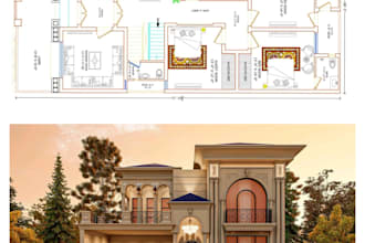 design autocad 2d drawings, floor plans,  and elevations