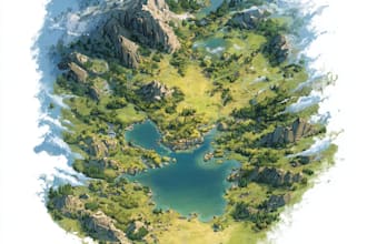 do fantasy map illustration for map for you
