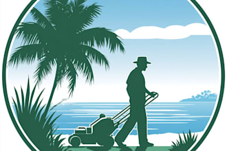 design beach landscape and lawncare logo