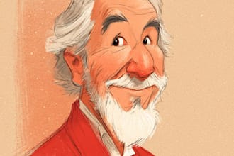 do a christmas caricature and a holiday gift card drawing