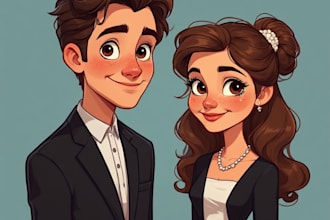 create a couple portrait illustration