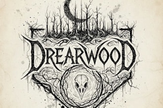 design hand draw an atmospheric black metal logo