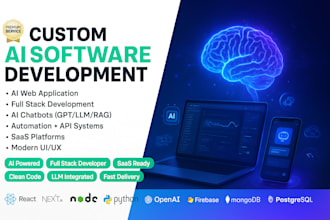 do custom ai software, full stack, web application, ai software developer ai web