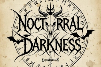 create a raw primitive black metal logo