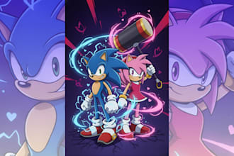 sonic the hedgehog style in fullbody